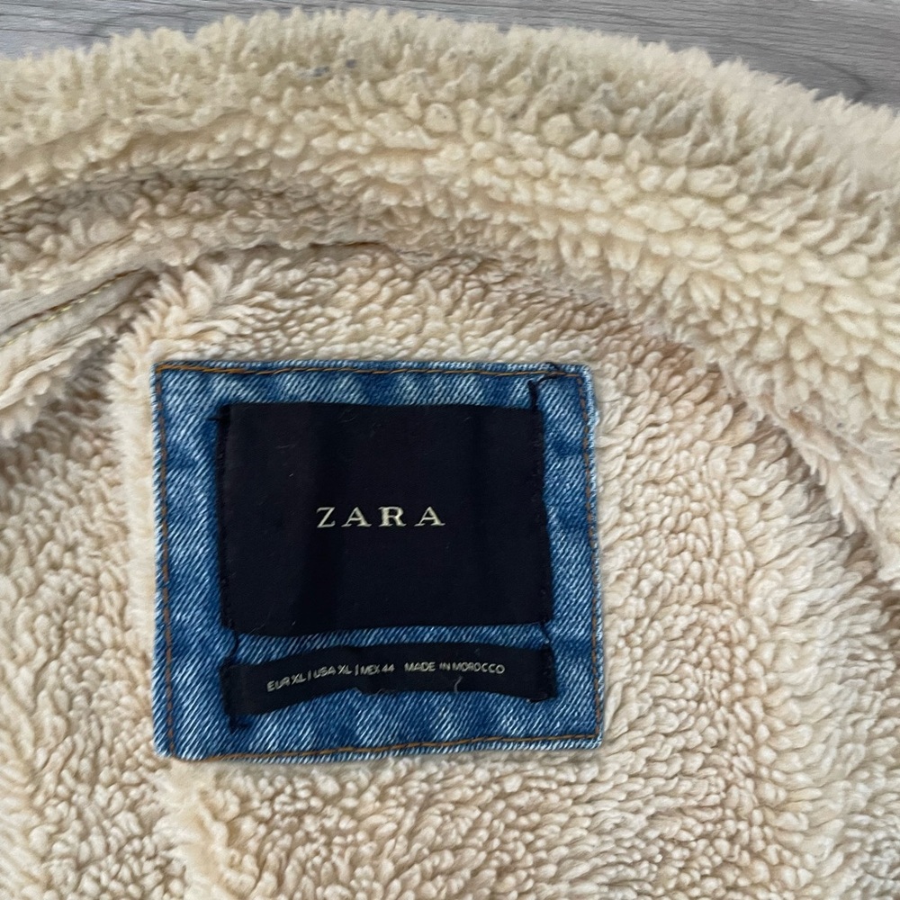 Zara Sherpa Jean Jacket XL